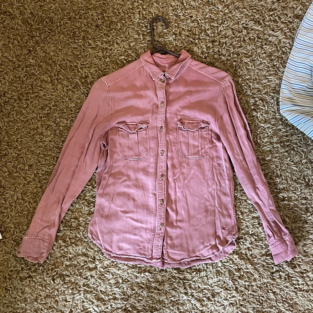 Vintage boyfriend flannel, muted maroon, AE